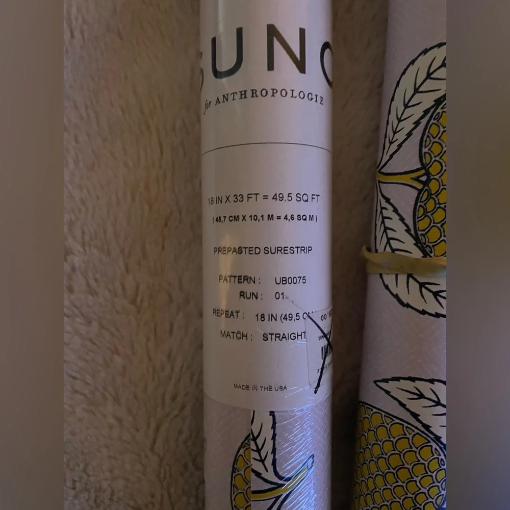 1.75 Rolls of SUNO for Anthropologie Designer Lemon Wallpaper- Retail $199/each